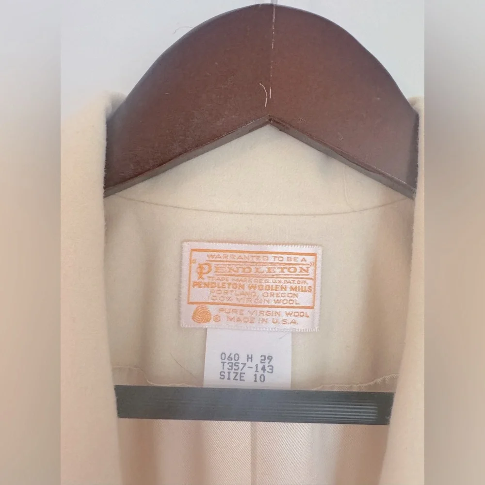 Vintage Pendleton Cream Wool Blazer Women Size 10 Winter Formal Holiday Festive - Picture 2 of 3